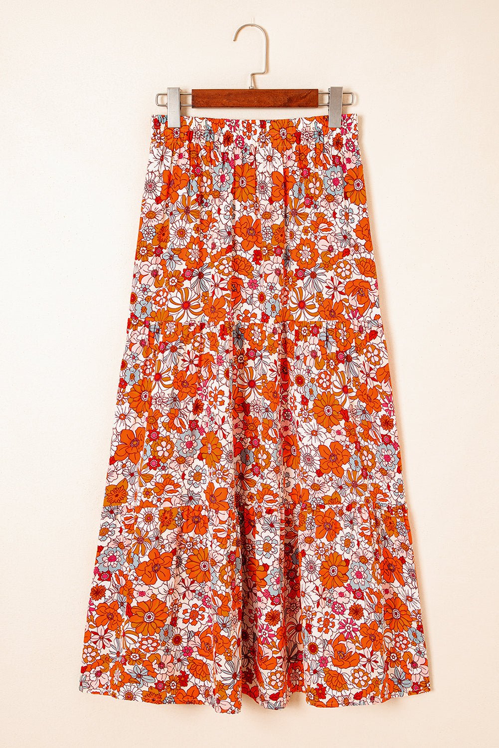 Boho Floral Tiered Maxi Skirt Split - Rooted & Reckless Co.