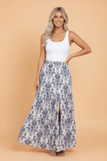 Boho Floral Tiered Maxi Skirt Split - Rooted & Reckless Co.
