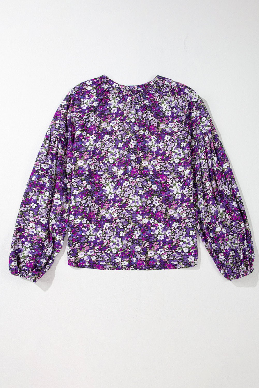 Boho Flower V-Neck Bubble Sleeve Top - Rooted & Reckless Co.