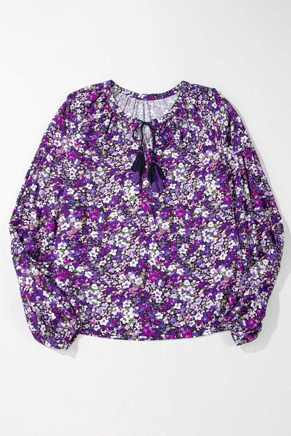 Boho Flower V-Neck Bubble Sleeve Top - Rooted & Reckless Co.