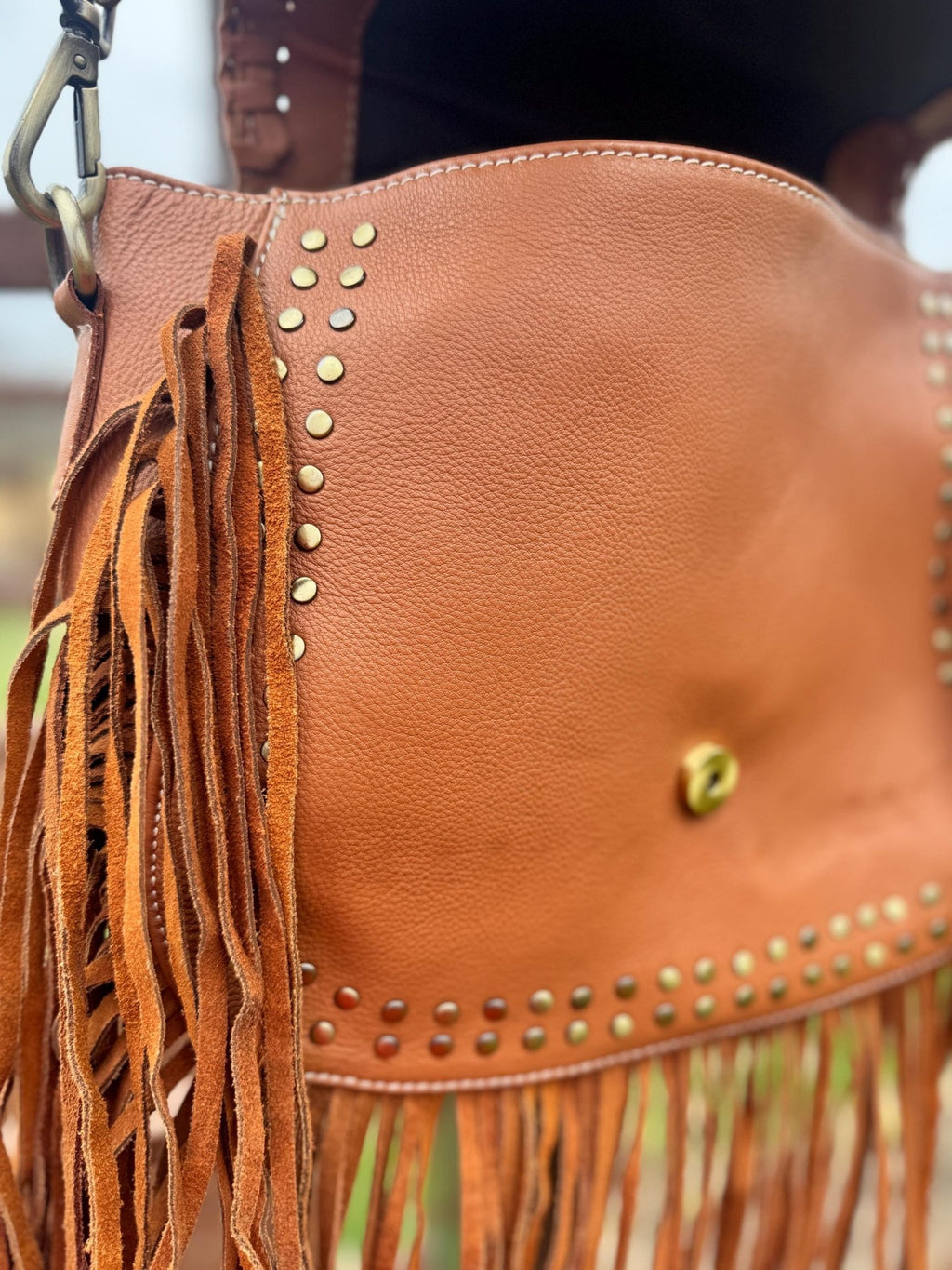 Boho Fringe Checkered Leather Western Purse by Double B - Rooted & Reckless Co.