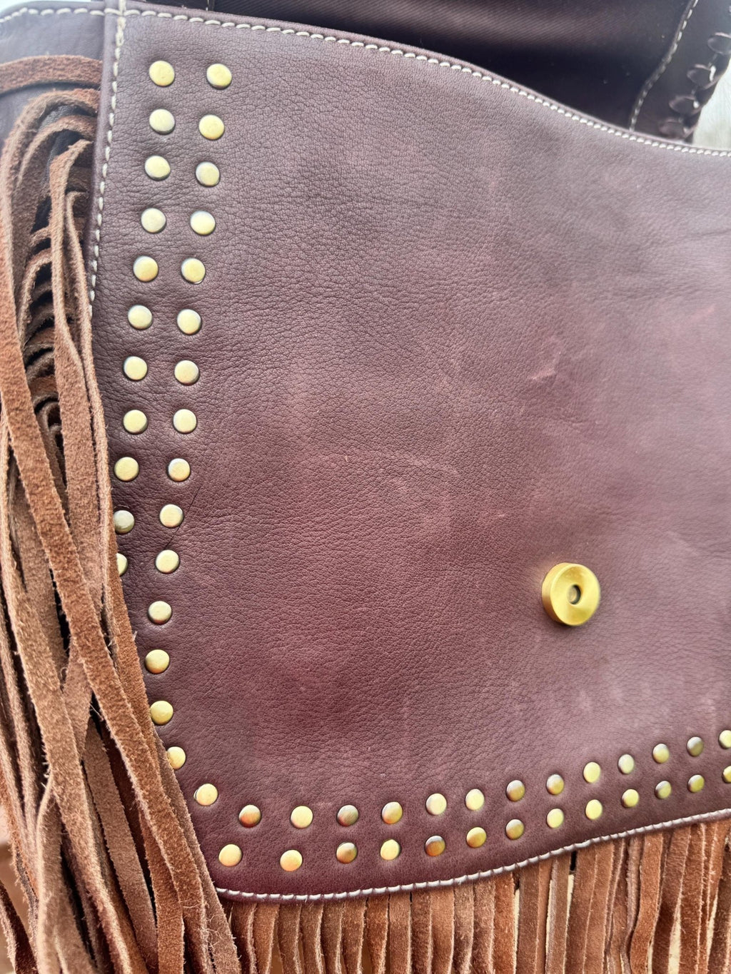 Boho Fringe Checkered Leather Western Purse by Double B - Rooted & Reckless Co.