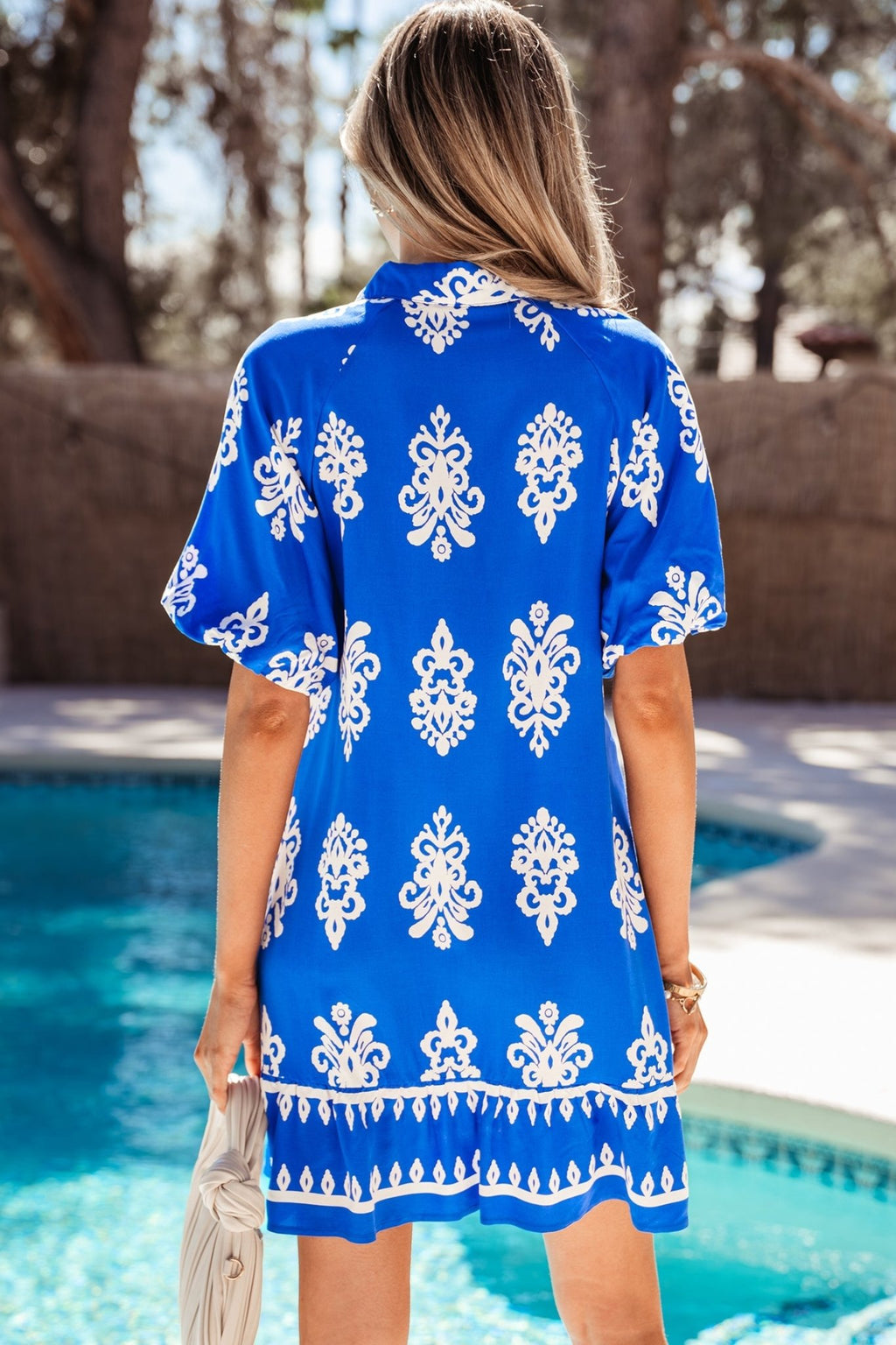 Boho Geometric Collared Button Front Mini Dress - Rooted & Reckless Co.