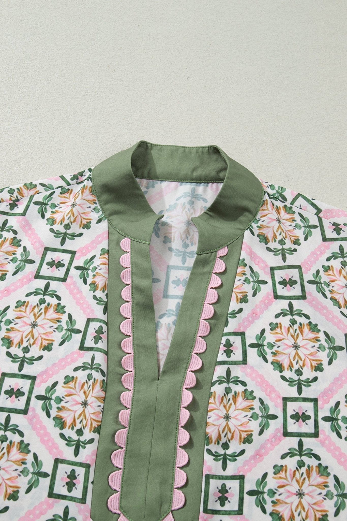 Boho Geometric Flower Short Sleeve Mini Dress - Rooted & Reckless Co.