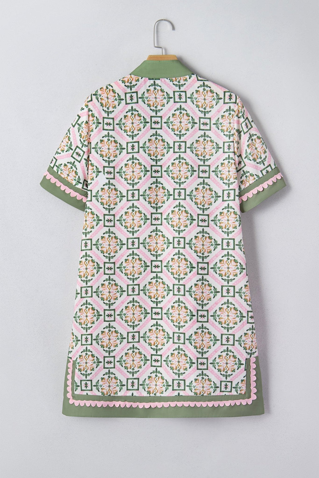 Boho Geometric Flower Short Sleeve Mini Dress - Rooted & Reckless Co.