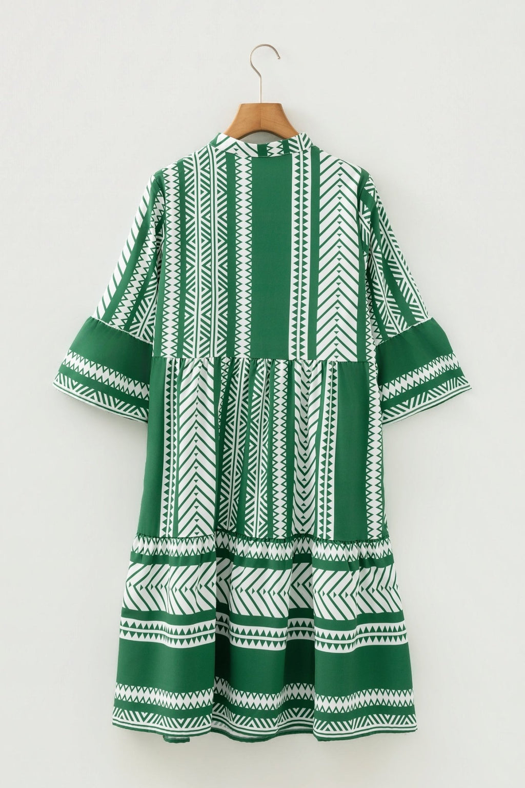 Boho Geometric Stripe Half Buttoned Dress - Rooted & Reckless Co.