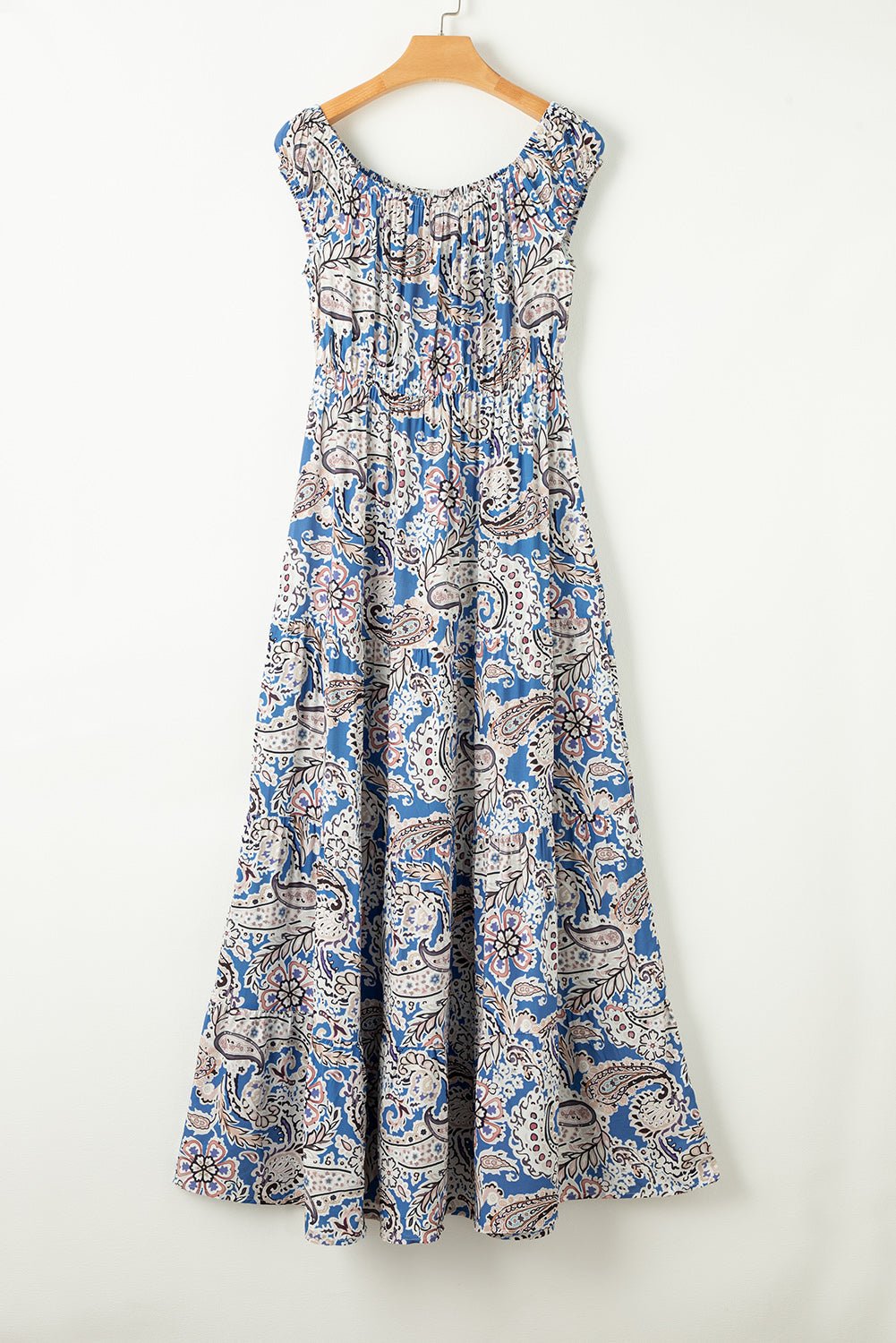 Boho Paisley Off-Shoulder Maxi Dress - Rooted & Reckless Co.