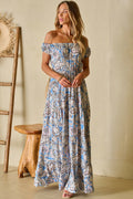 Boho Paisley Off-Shoulder Maxi Dress - Rooted & Reckless Co.