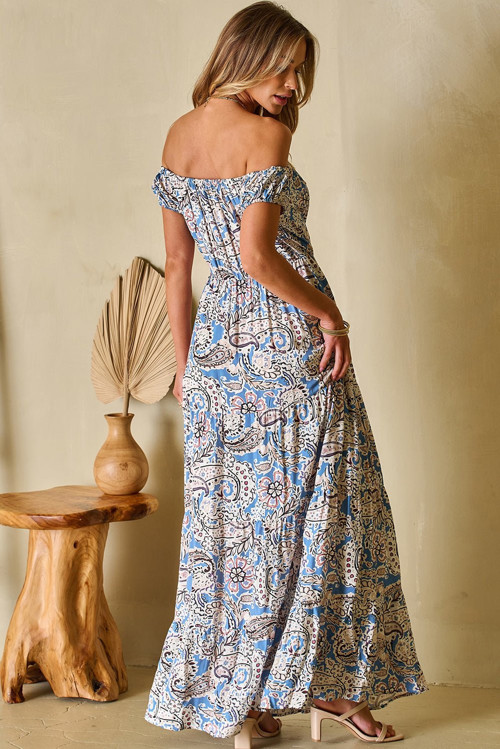 Boho Paisley Off-Shoulder Maxi Dress - Rooted & Reckless Co.