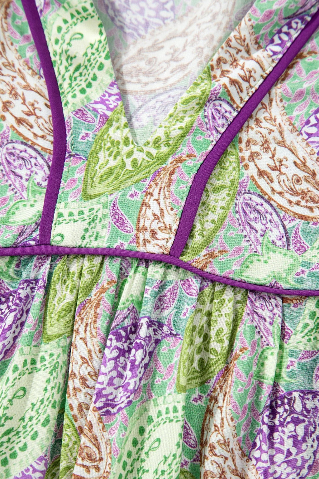 Boho Paisley Short Puff Sleeve V-Neck Blouse - Rooted & Reckless Co.