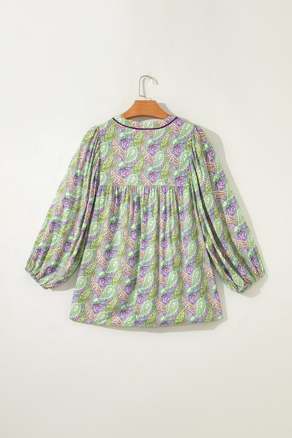 Boho Paisley Short Puff Sleeve V-Neck Blouse - Rooted & Reckless Co.