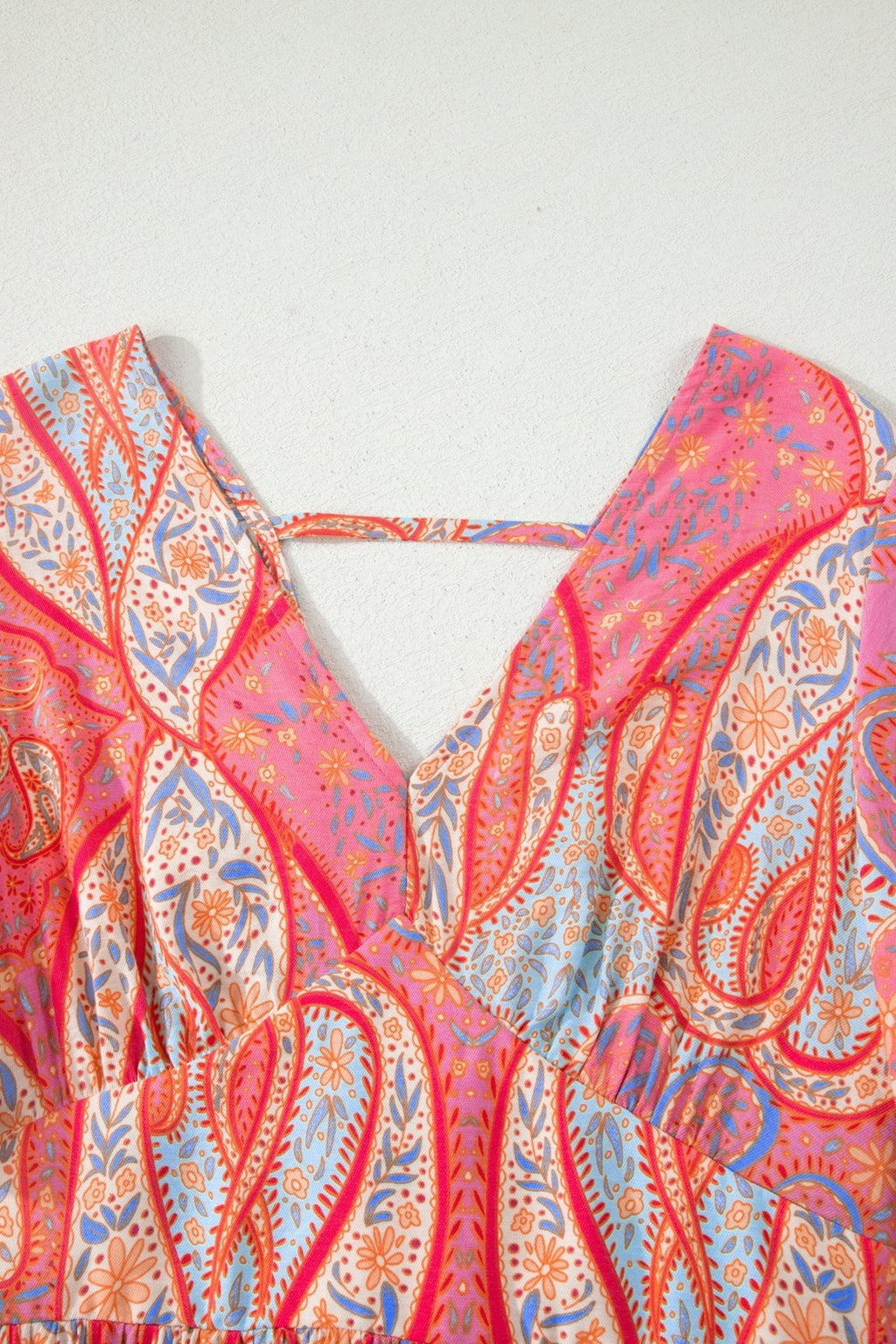 Boho Paisley V-Neck Short Sleeve Ruffle Maxi Dress - Rooted & Reckless Co.