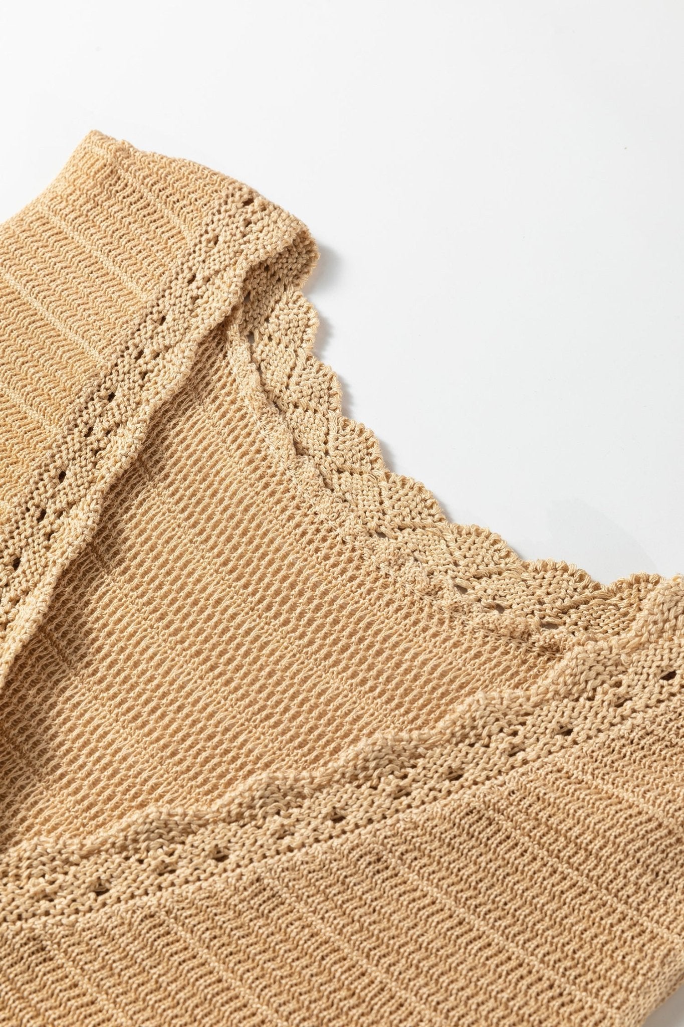 Boho Solid Eyelet Trim Buttoned Sweater Vest - Rooted & Reckless Co.