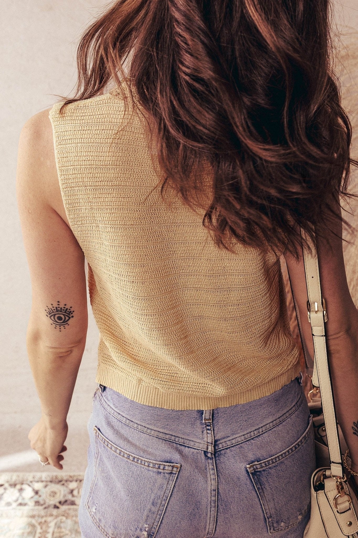 Boho Solid Eyelet Trim Buttoned Sweater Vest - Rooted & Reckless Co.