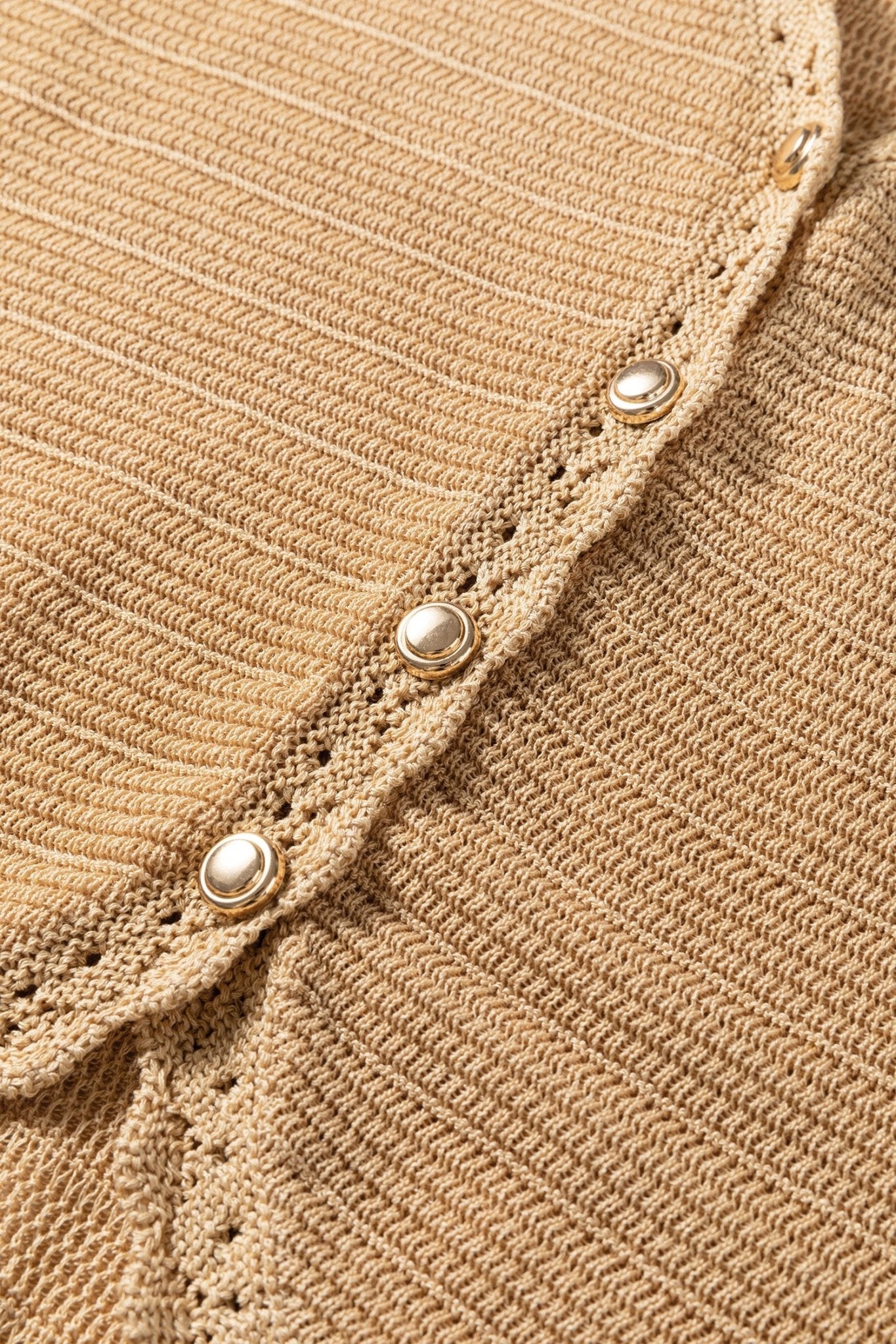 Boho Solid Eyelet Trim Buttoned Sweater Vest - Rooted & Reckless Co.