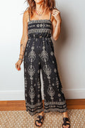 Boho Spaghetti Straps Elastic Waist Jumpsuit - Rooted & Reckless Co.