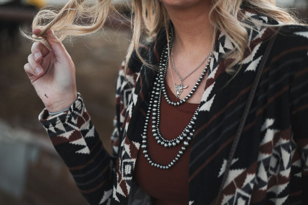 BOMBOM "Calgary" Western Open Front Cardigan — Luxurious Soft Layering Piece Made in USA (Medium available) - Rooted & Reckless Co.