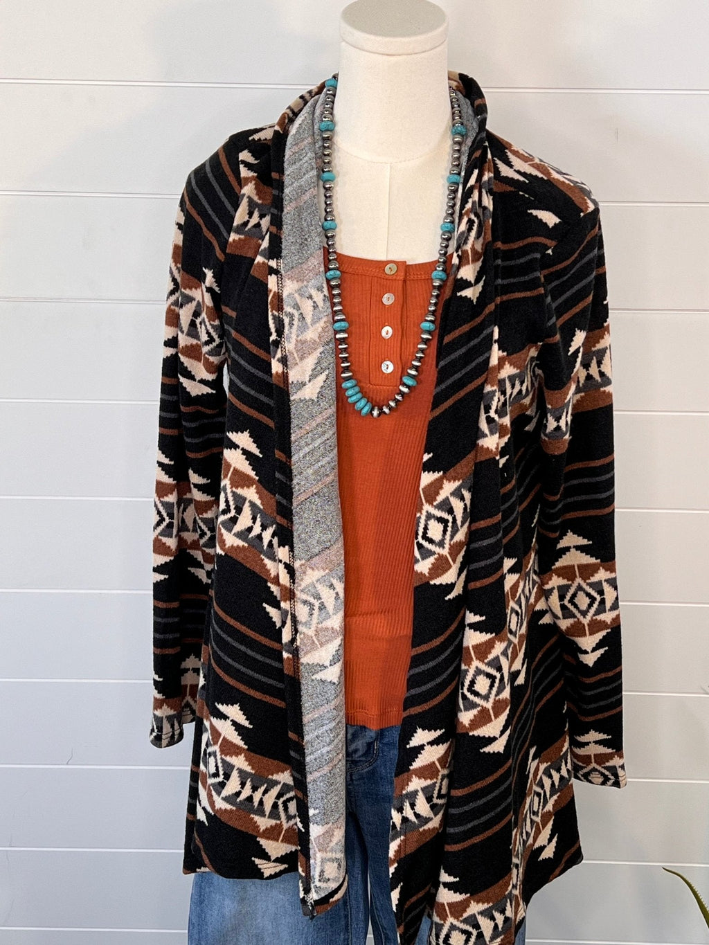 BOMBOM "Calgary" Western Open Front Cardigan — Luxurious Soft Layering Piece Made in USA (Medium available) - Rooted & Reckless Co.