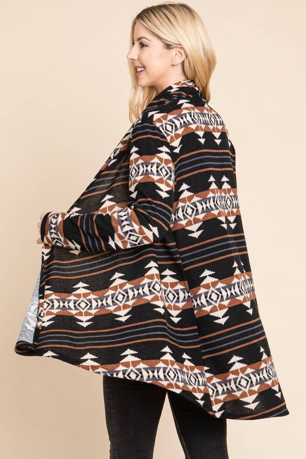 BOMBOM "Calgary" Western Open Front Cardigan — Luxurious Soft Layering Piece Made in USA (Medium available) - Rooted & Reckless Co.