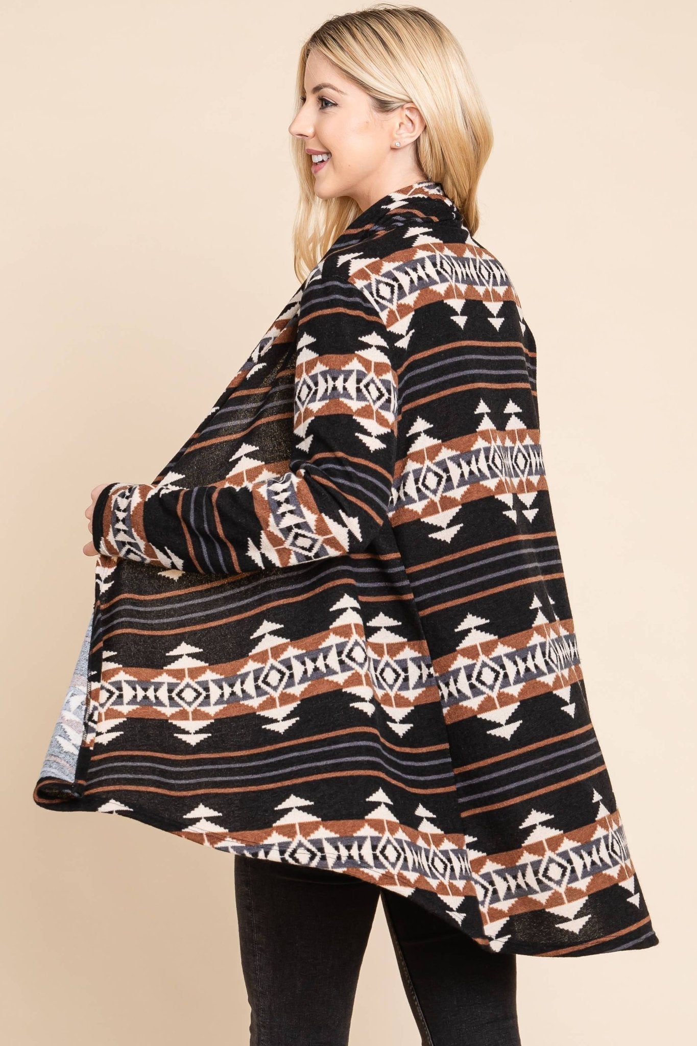 BOMBOM "Calgary" Western Open Front Cardigan — Luxurious Soft Layering Piece Made in USA (Medium available) - Rooted & Reckless Co.