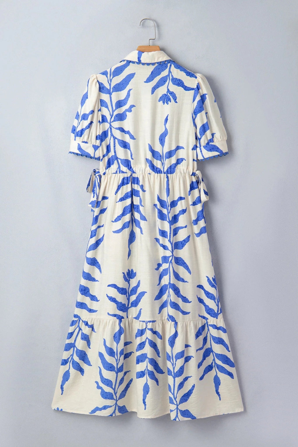 Botanical Leaf Side Tie Button Down Maxi Dress - Rooted & Reckless Co.