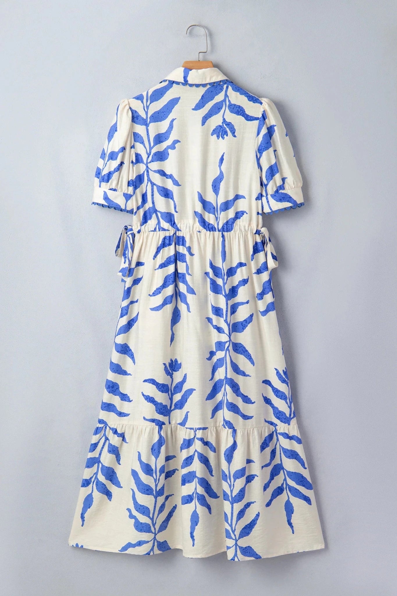 Botanical Leaf Side Tie Button Down Maxi Dress - Rooted & Reckless Co.
