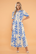 Botanical Leaf Side Tie Button Down Maxi Dress - Rooted & Reckless Co.