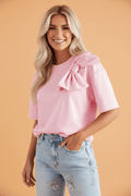 Bow Applique Short Sleeve T-Shirt - Rooted & Reckless Co.