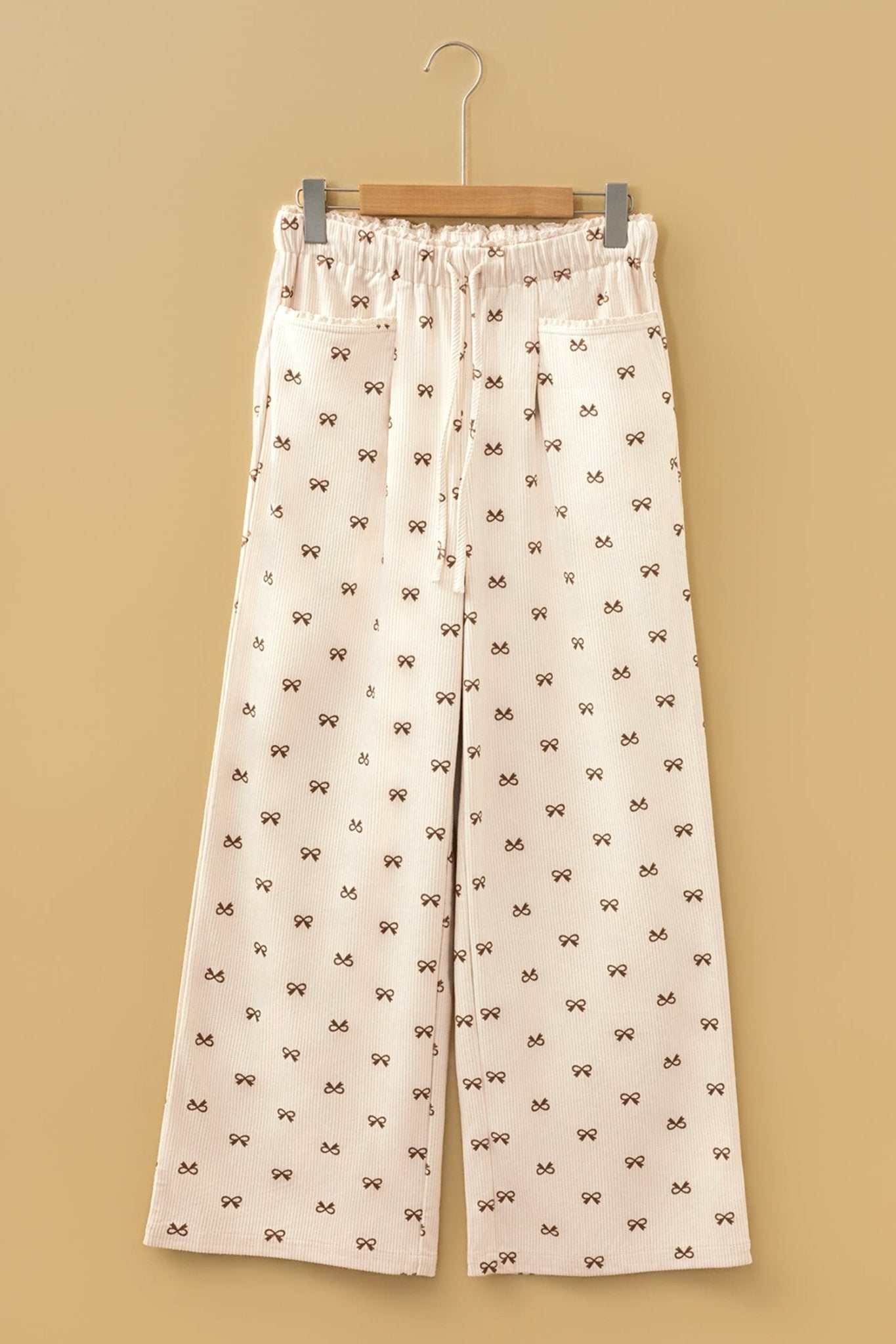 Bow Corduroy Drawstring Elastic Waist Pants - Rooted & Reckless Co.