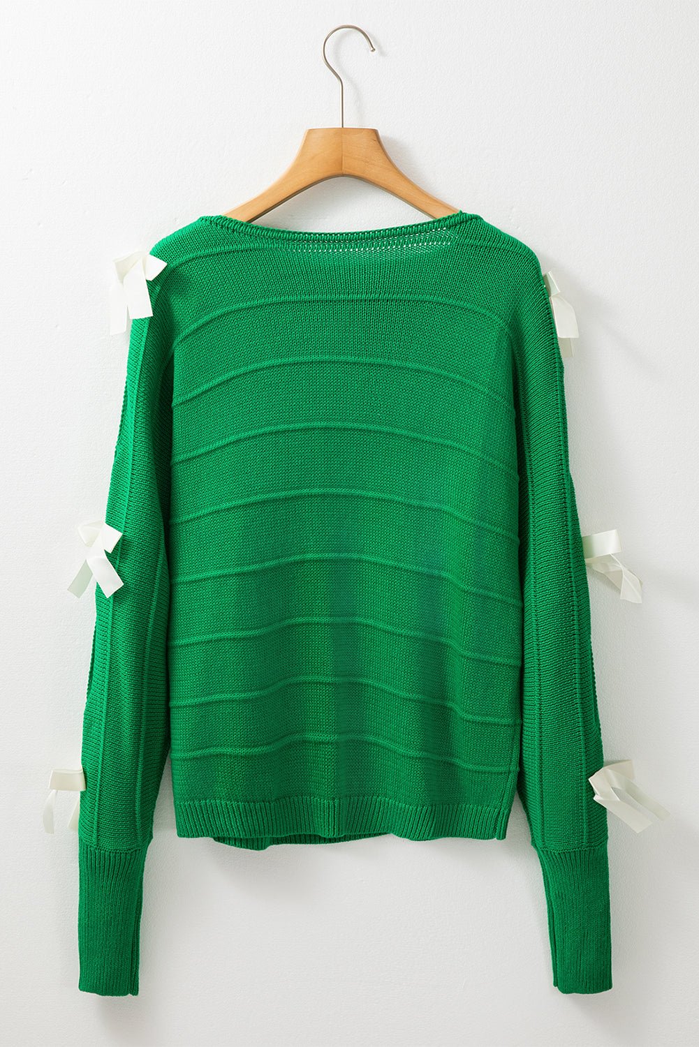 Bow Cut-Out Round Neck Sweater - Rooted & Reckless Co.