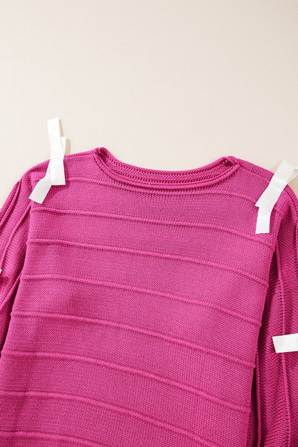 Bow Cut-Out Round Neck Sweater - Rooted & Reckless Co.