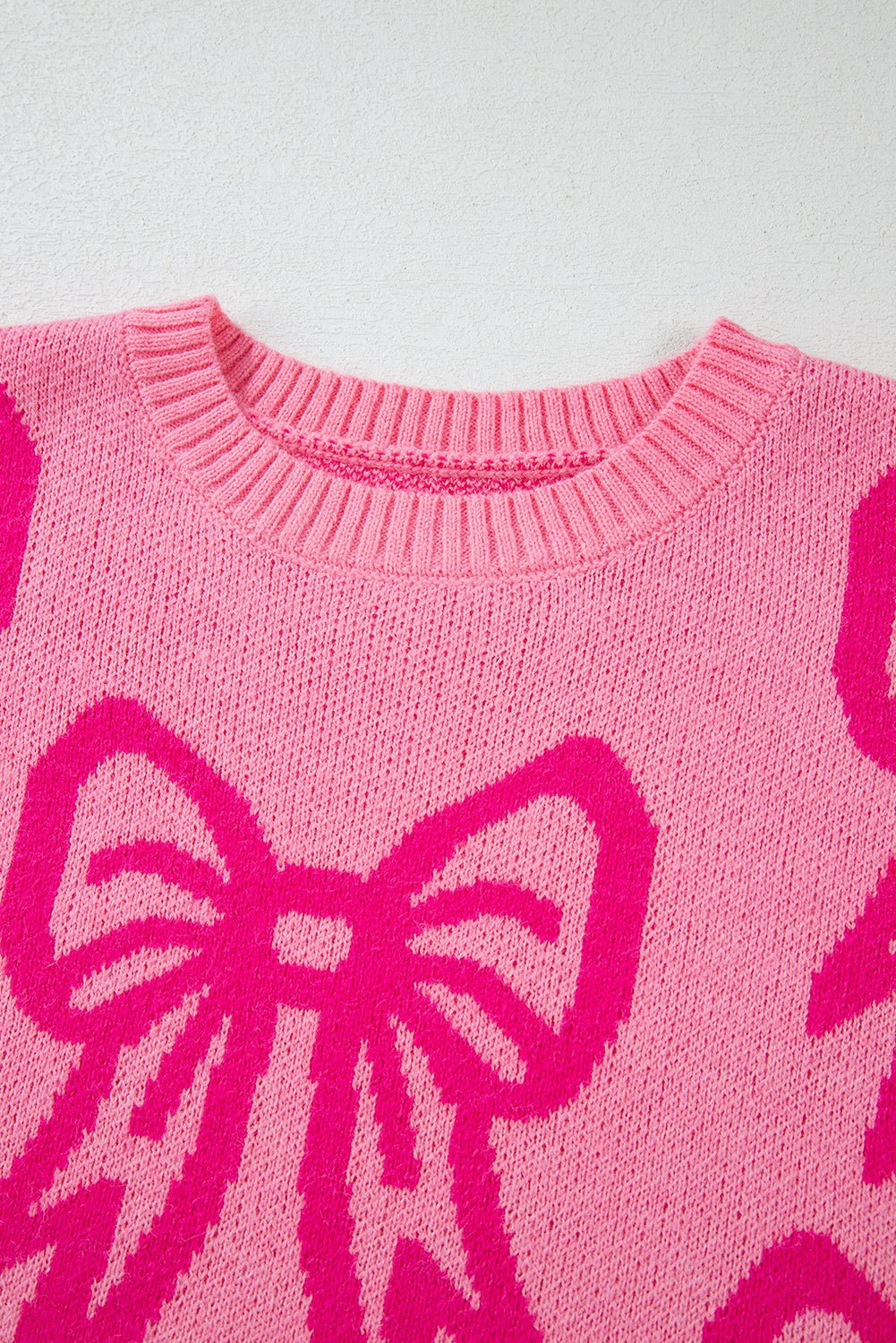 Bow Drop Shoulder Long Sleeve Sweater - Rooted & Reckless Co.