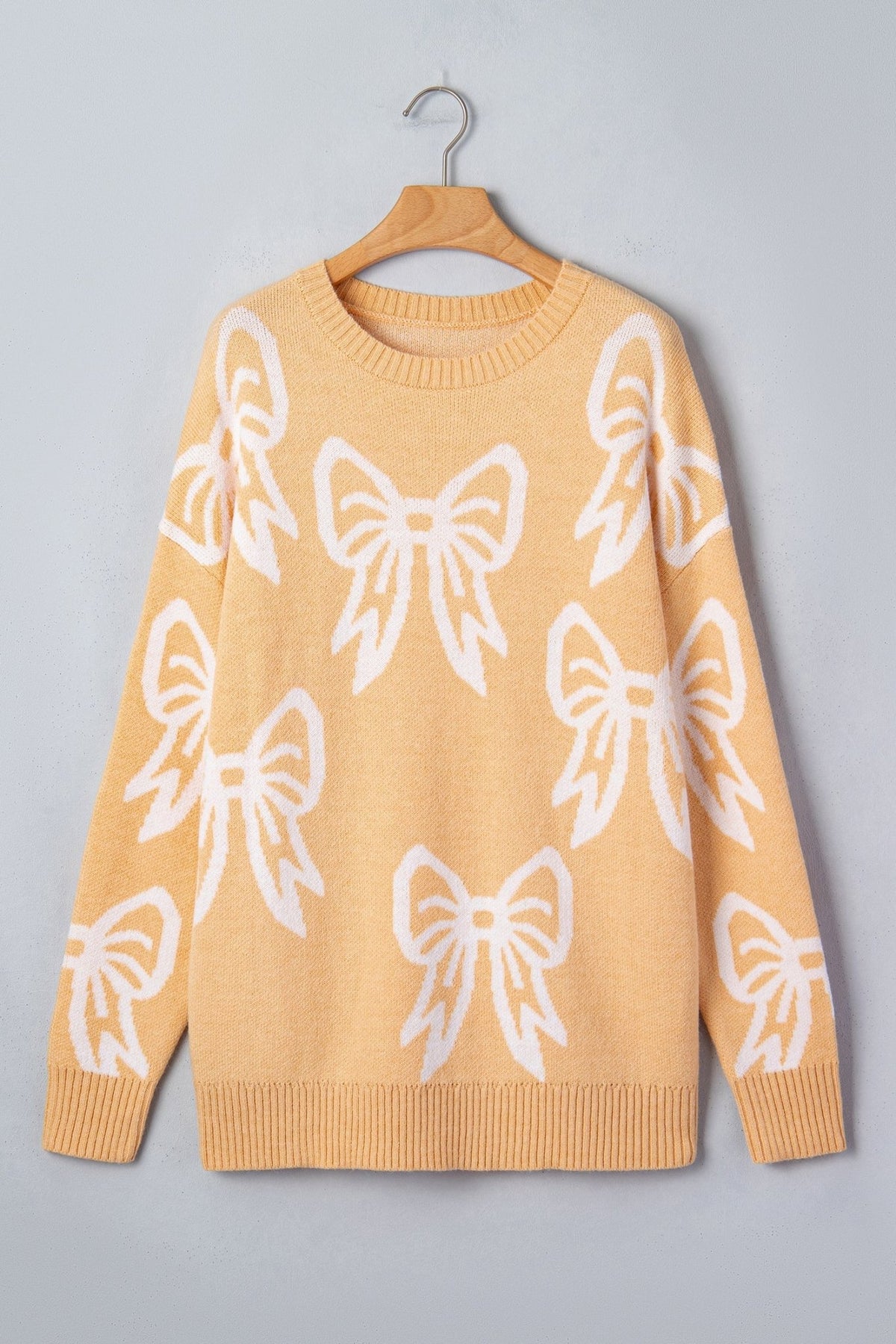 Bow Drop Shoulder Long Sleeve Sweater - Rooted & Reckless Co.