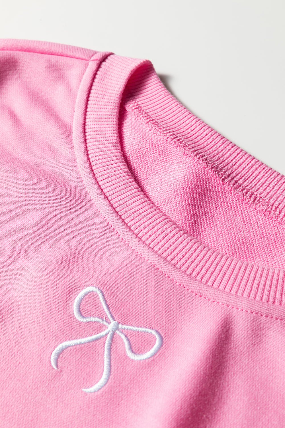 Bow Embroidered Pullover and Shorts Set - Rooted & Reckless Co.