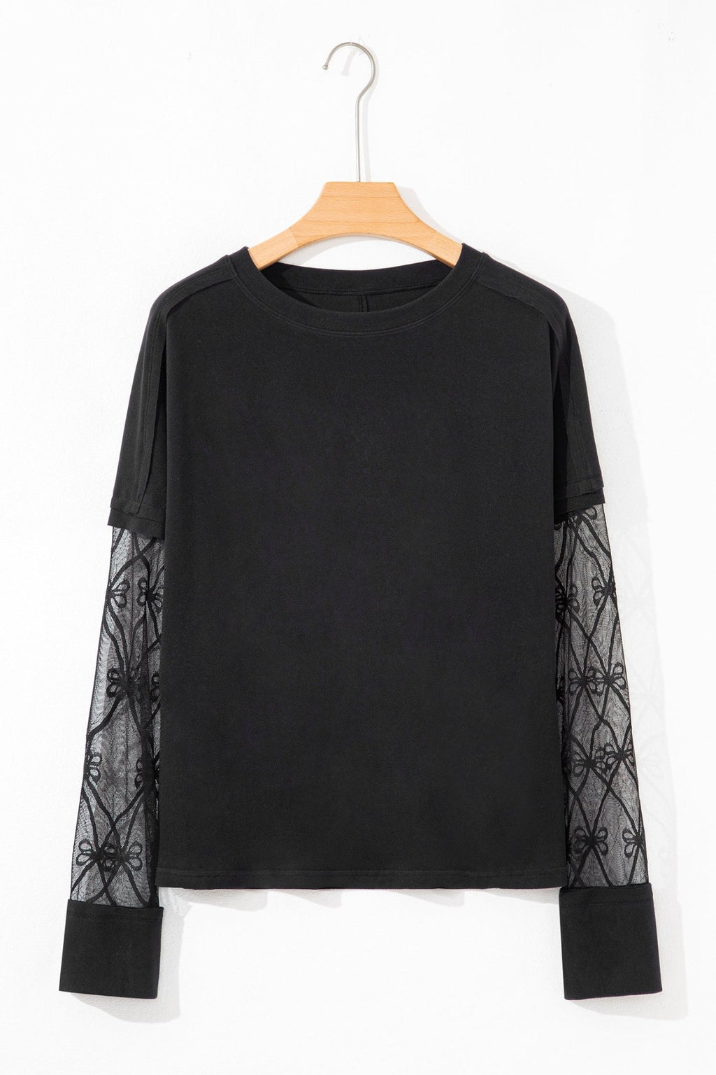Bow Mesh Patchwork Long Sleeve Tee - Rooted & Reckless Co.