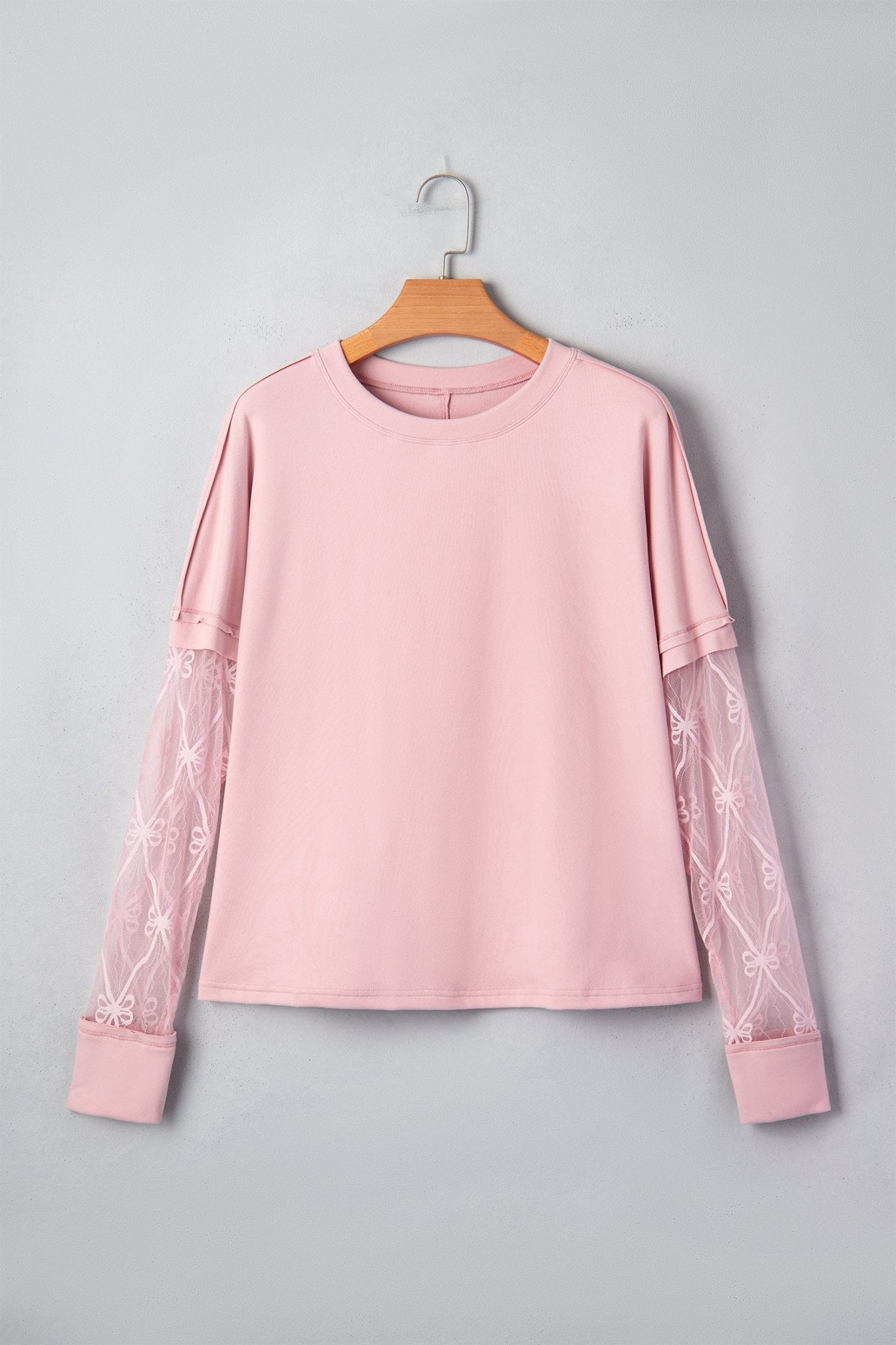 Bow Mesh Patchwork Long Sleeve Tee - Rooted & Reckless Co.