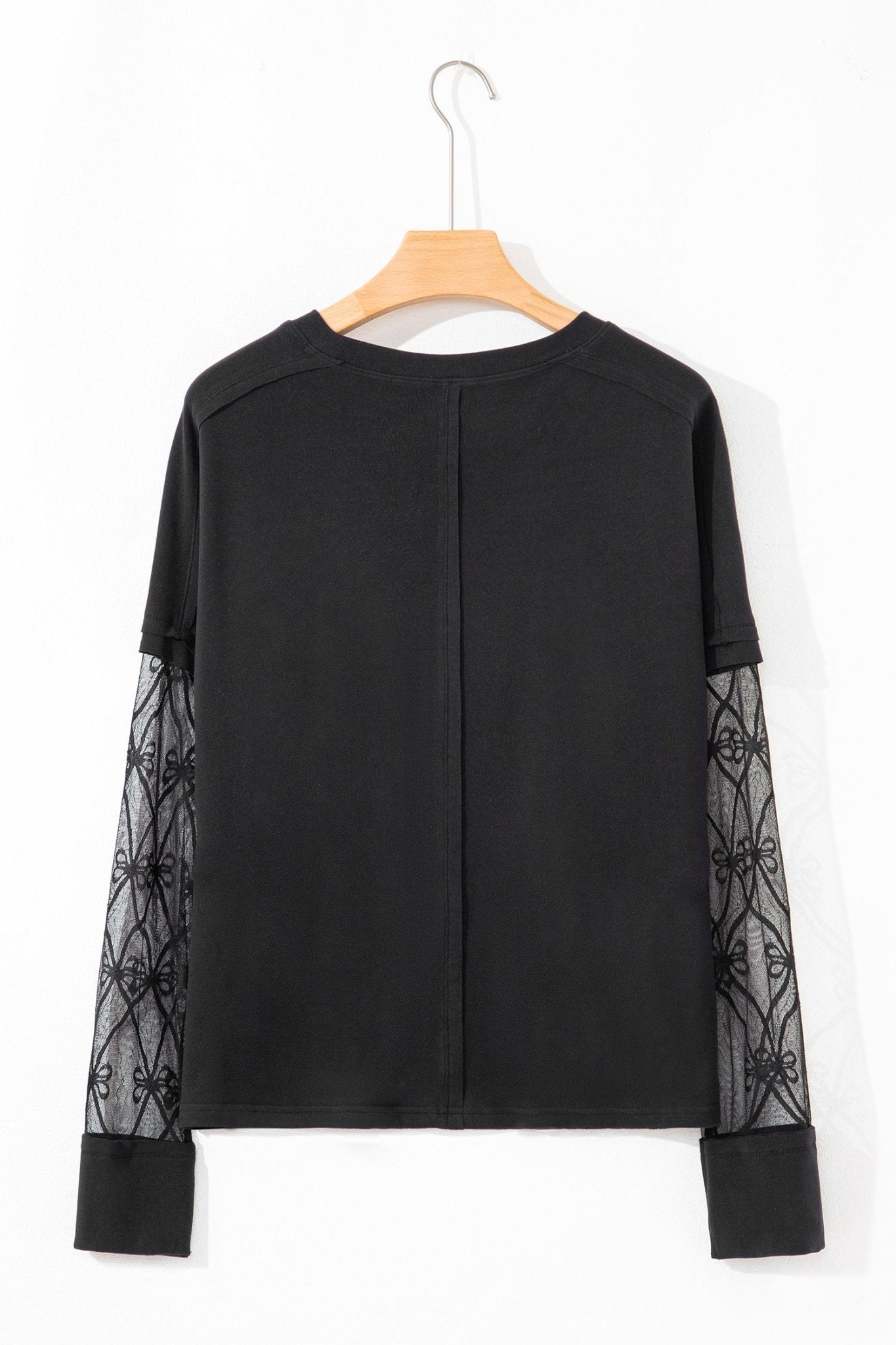 Bow Mesh Patchwork Long Sleeve Tee - Rooted & Reckless Co.