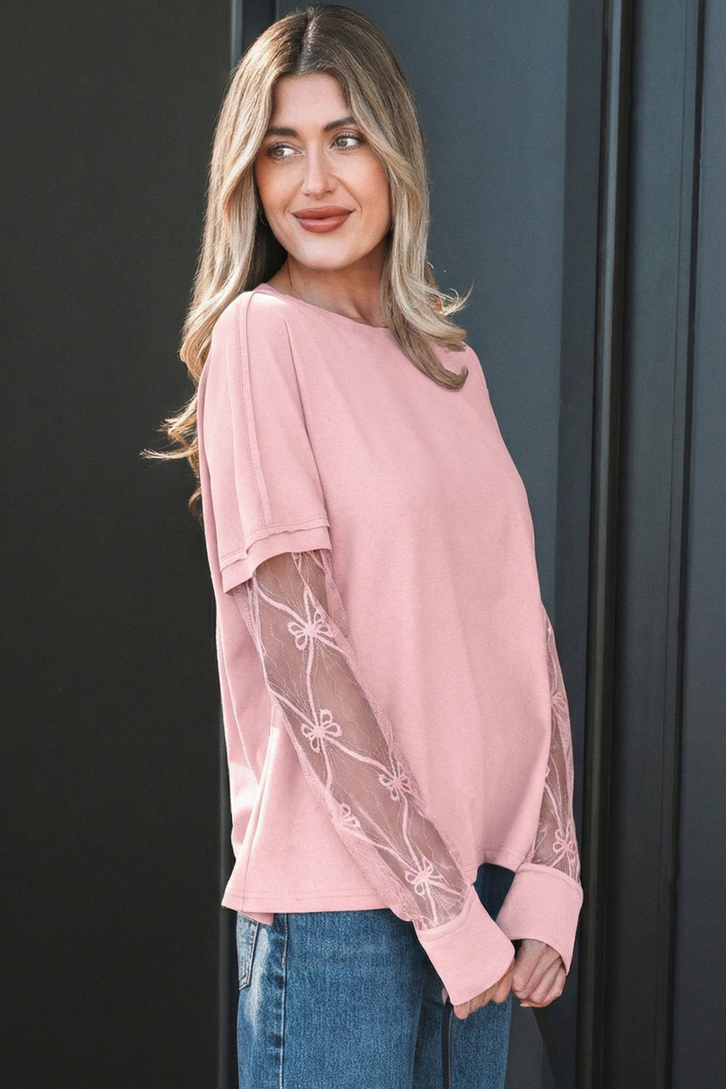 Bow Mesh Patchwork Long Sleeve Tee - Rooted & Reckless Co.