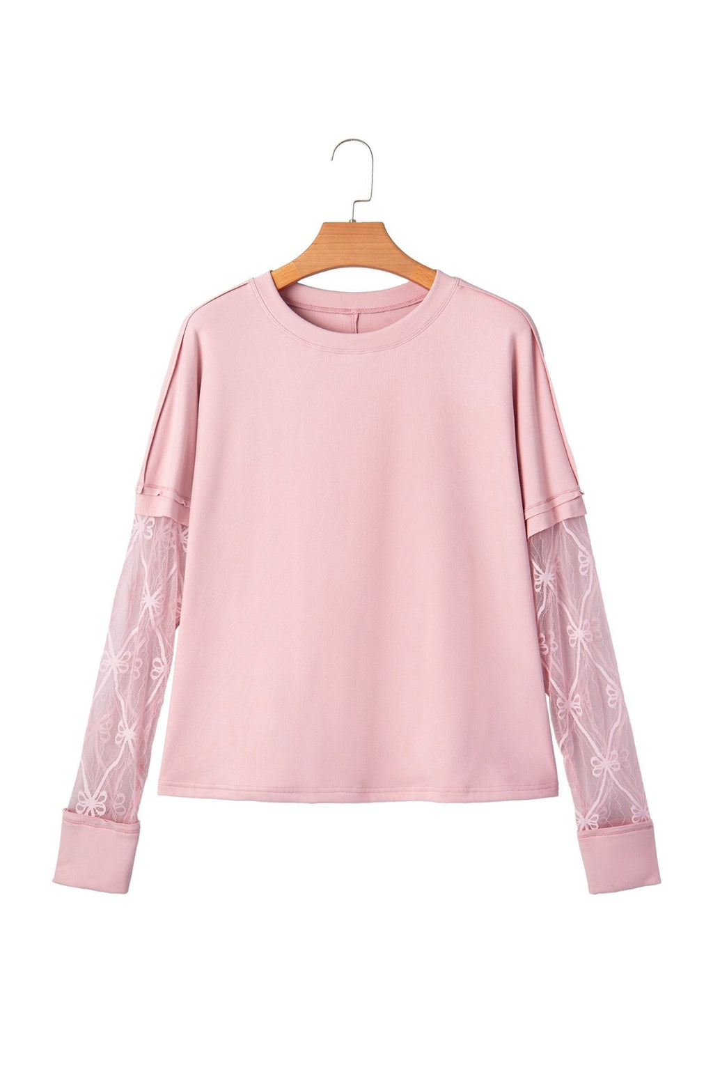 Bow Mesh Patchwork Long Sleeve Tee - Rooted & Reckless Co.