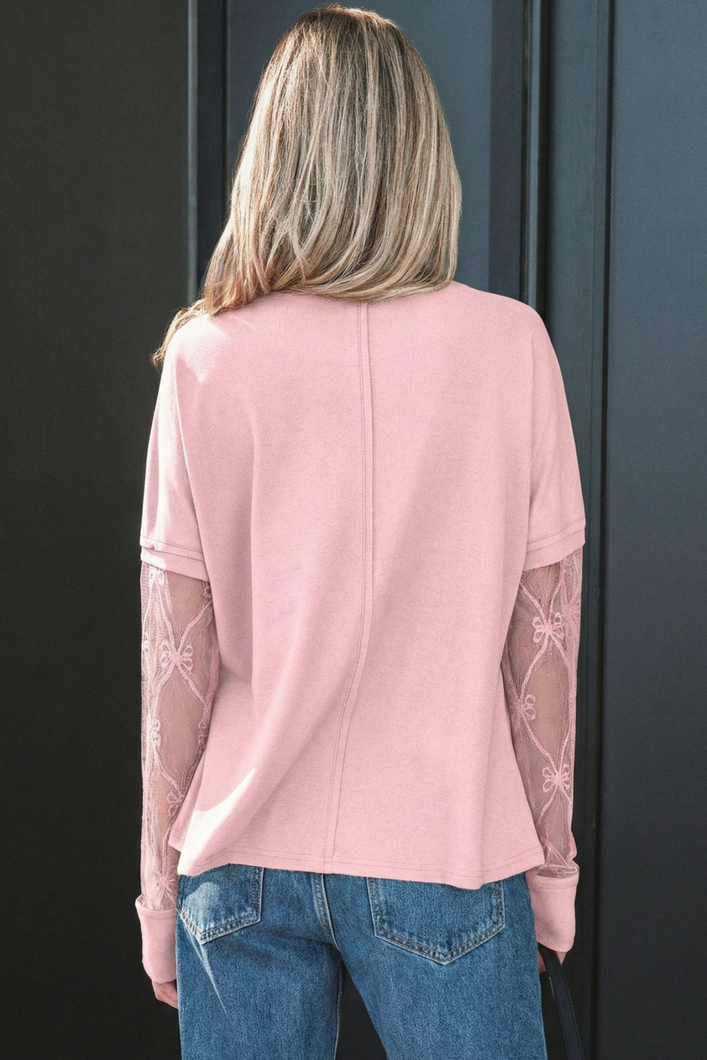 Bow Mesh Patchwork Long Sleeve Tee - Rooted & Reckless Co.