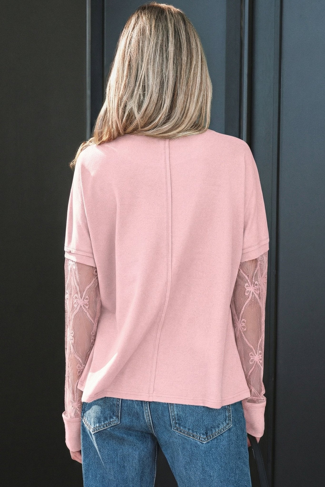 Bow Mesh Patchwork Long Sleeve Tee - Rooted & Reckless Co.