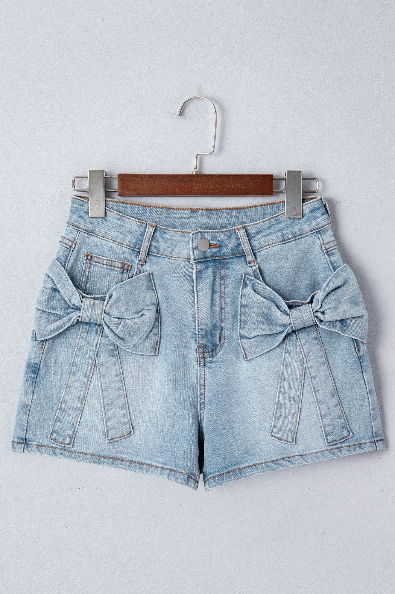 Bow Pocket Denim High Waist Shorts - Rooted & Reckless Co.