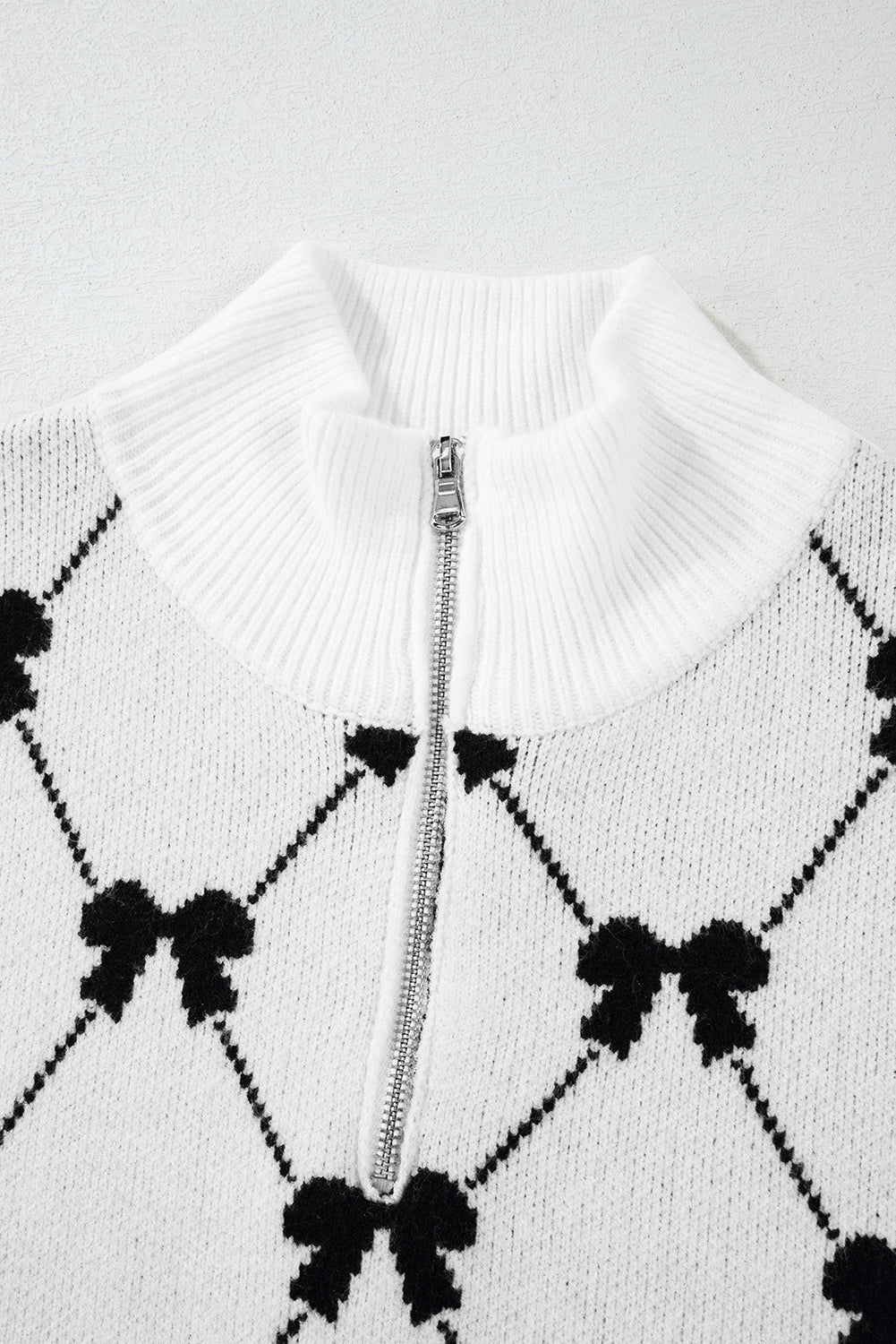 Bow Quarter-Zip Short Sleeve Sweater - Rooted & Reckless Co.