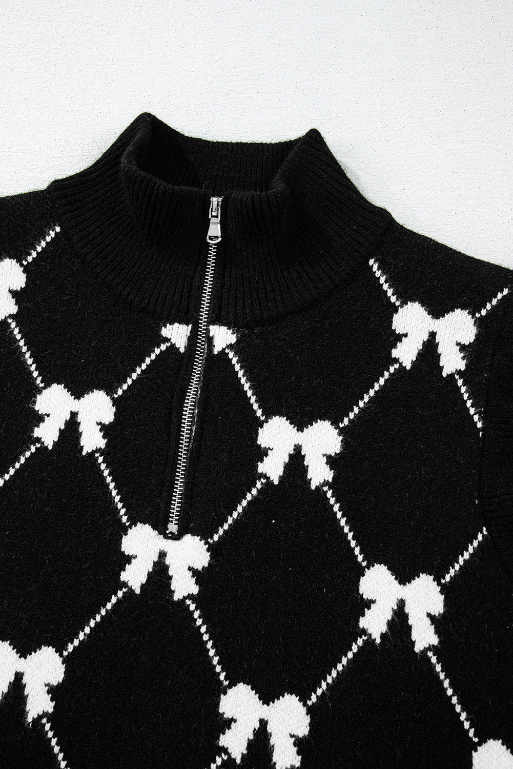 Bow Quarter-Zip Short Sleeve Sweater - Rooted & Reckless Co.