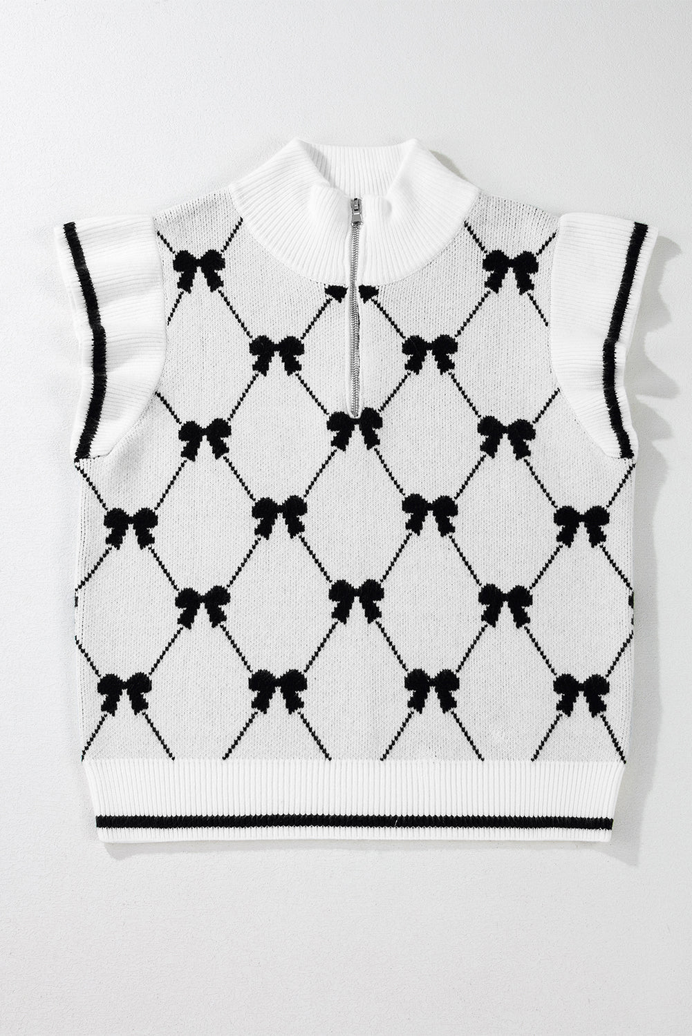 Bow Quarter-Zip Short Sleeve Sweater - Rooted & Reckless Co.