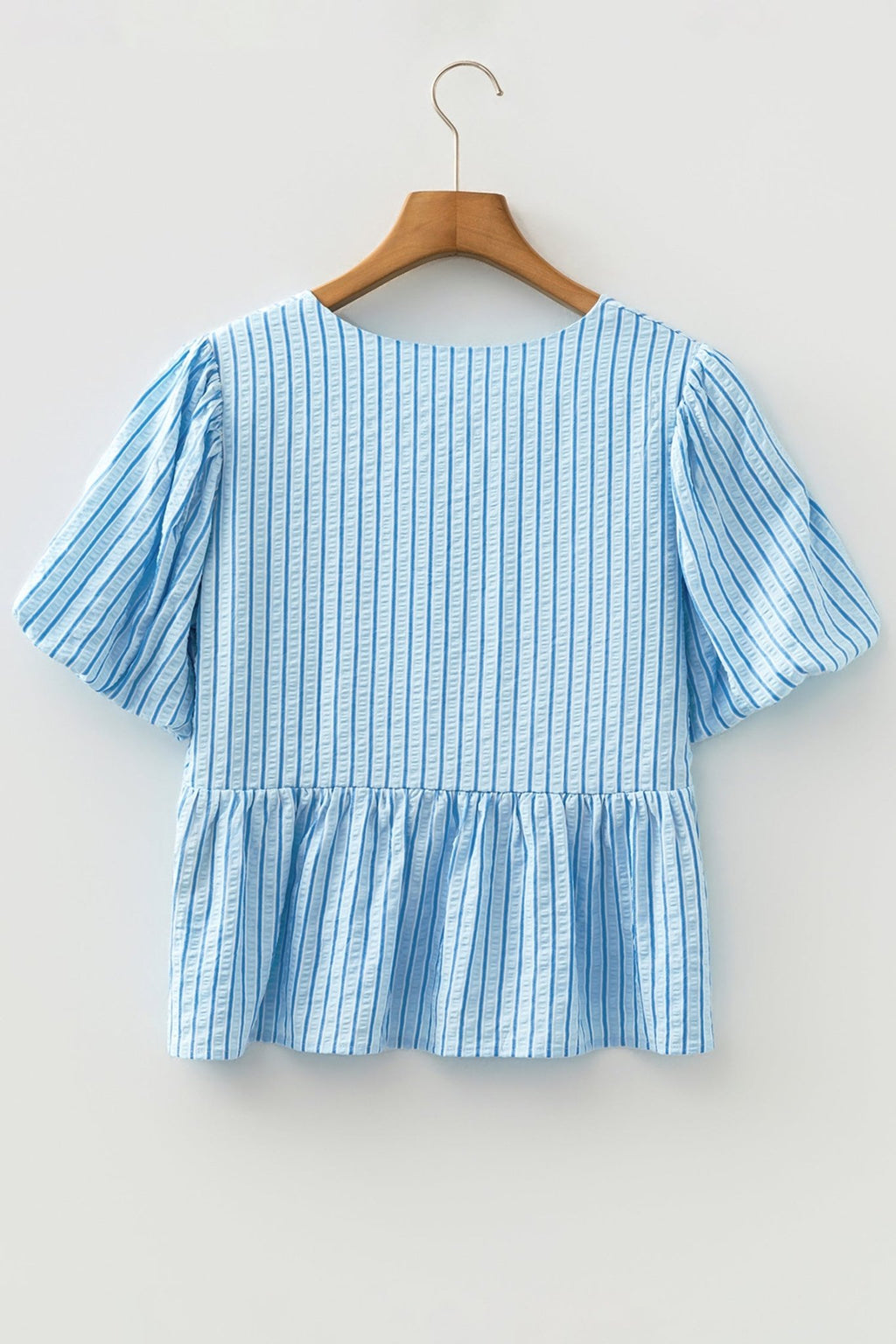 Bow Textured Puff Sleeve Babydoll Blouse - Rooted & Reckless Co.