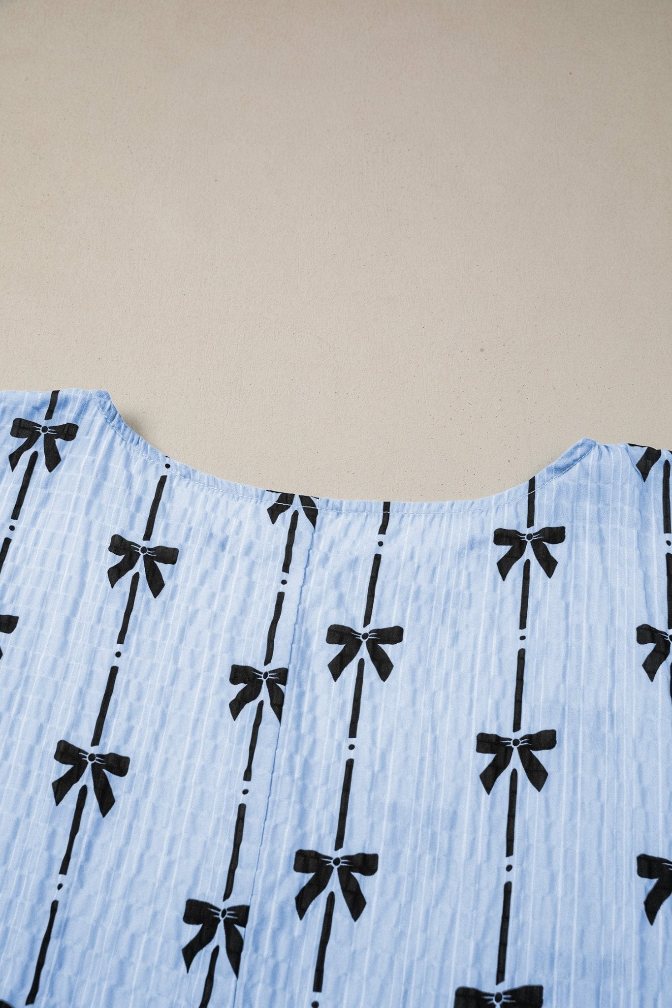 Bow Textured Short Puff Sleeve Top - Rooted & Reckless Co.
