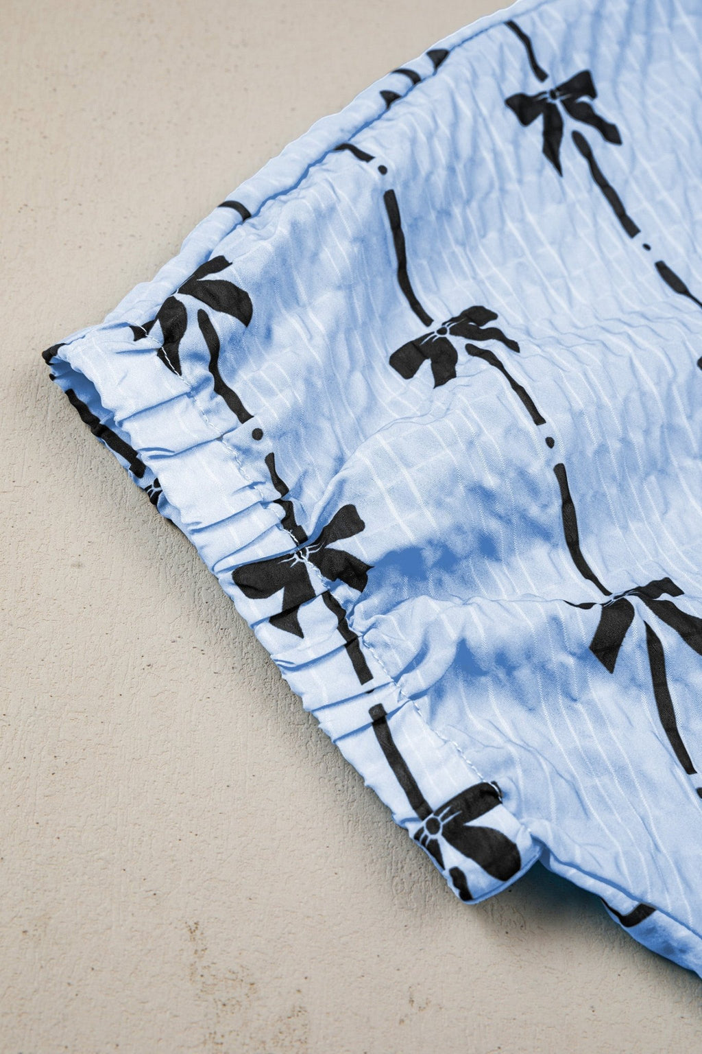 Bow Textured Short Puff Sleeve Top - Rooted & Reckless Co.