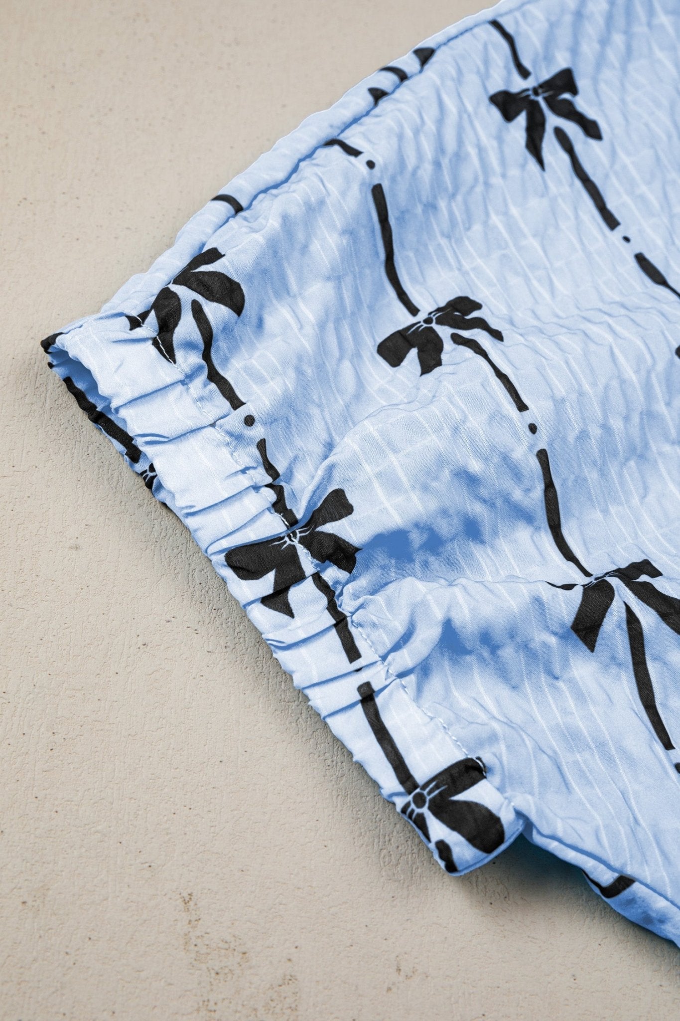 Bow Textured Short Puff Sleeve Top - Rooted & Reckless Co.