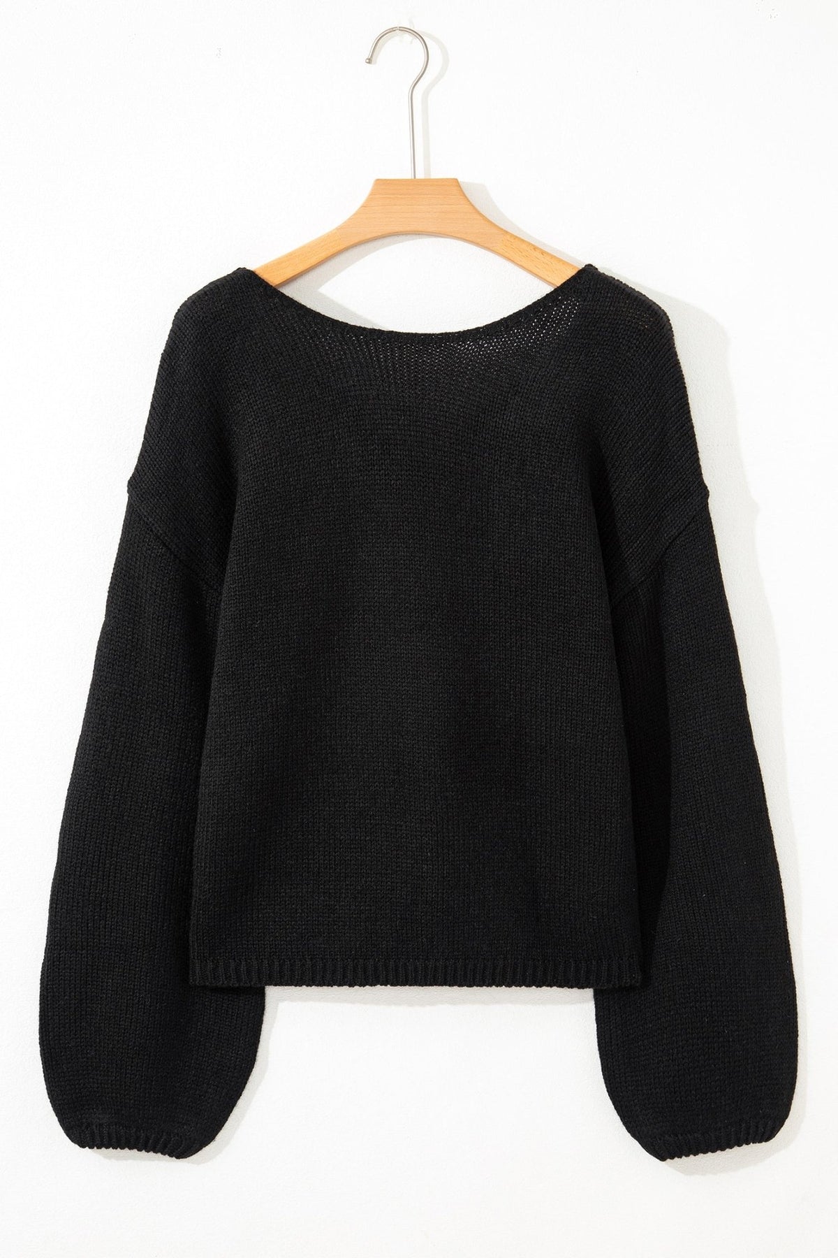 Bow Tie Backless Bubble Sleeve Sweater - Rooted & Reckless Co.